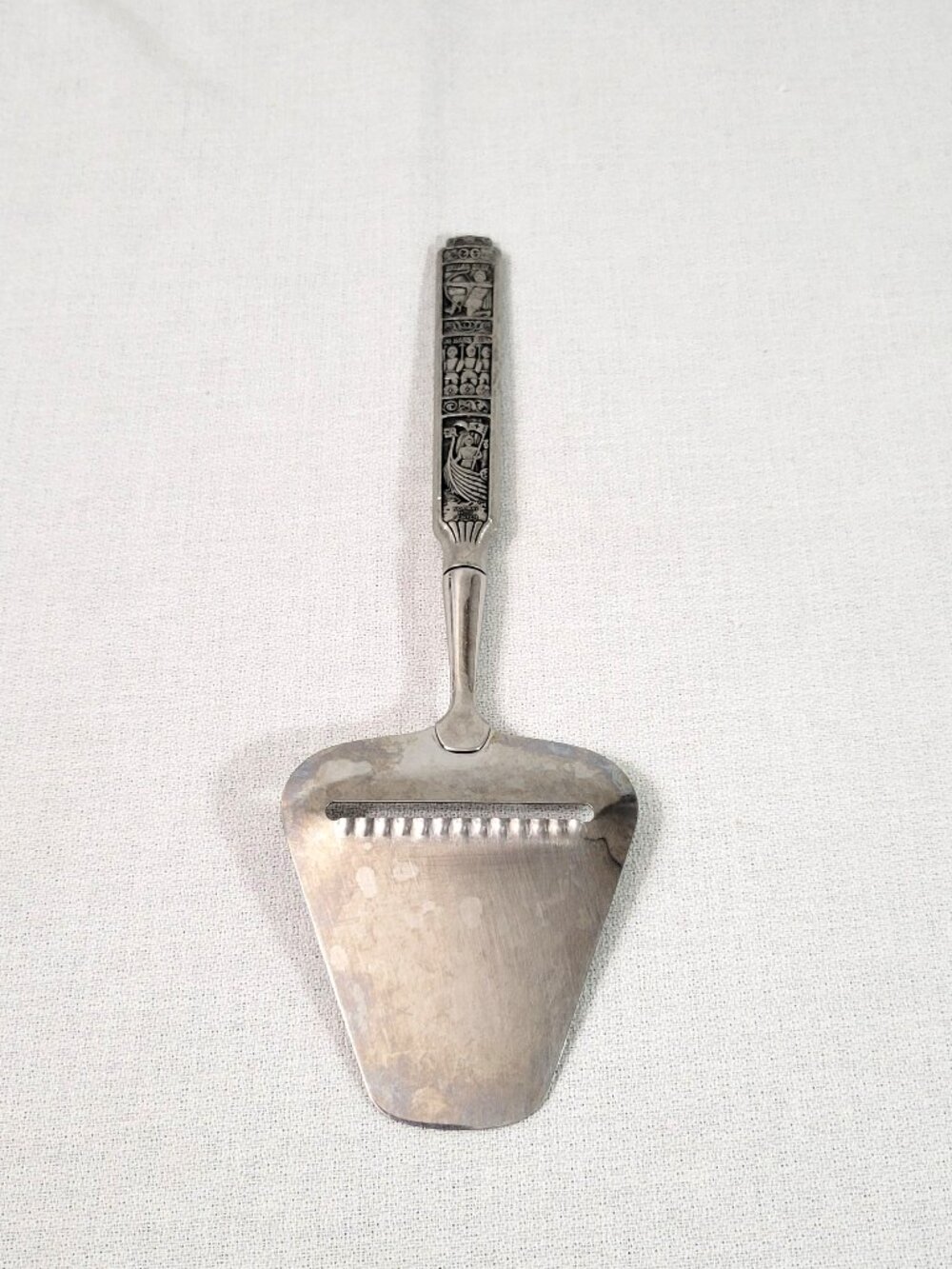 Vintage Konge Tinn Norwegian Pewter Cheese Slicer H-S Norway Viking Saint Olav